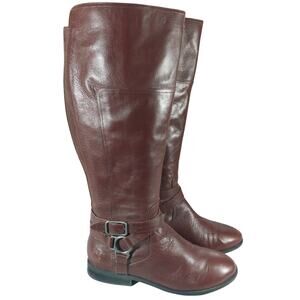 MARC FISHER! CHESTNUT BROWN GENUINE LEATHER DOUBLE ANKLE STRAP BOOTS! SZ 9.5W